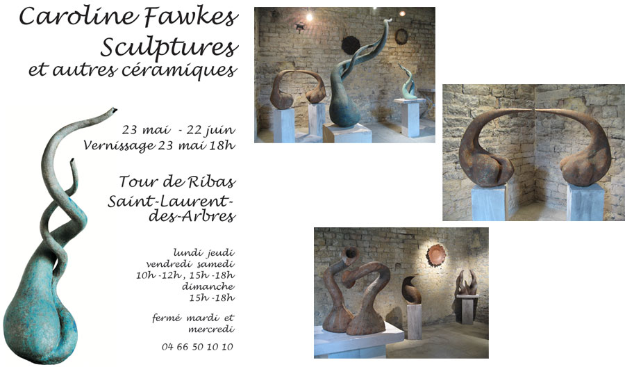 Leaflet for Caroline Fawkes' solo exhibition at Tour de Ribas, 30126 Saint-Laurent-des-Arbres, France, June 2008.